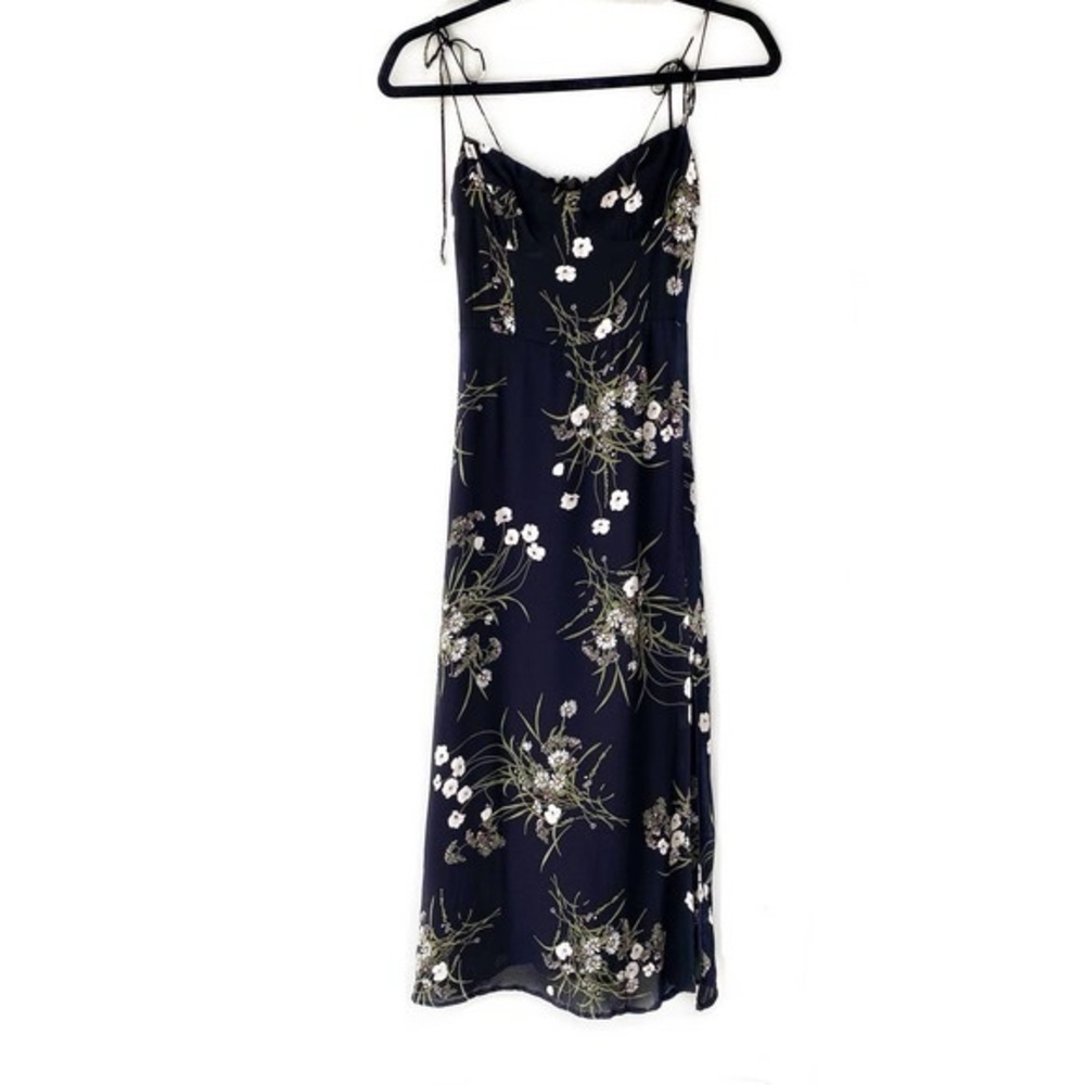 Reformation Juliet Wrap Dress, Black Floral, White Flowers, Size 0